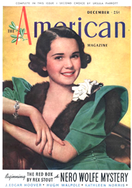 1936 cover of The American Magazine featuring an image of a young woman in green.